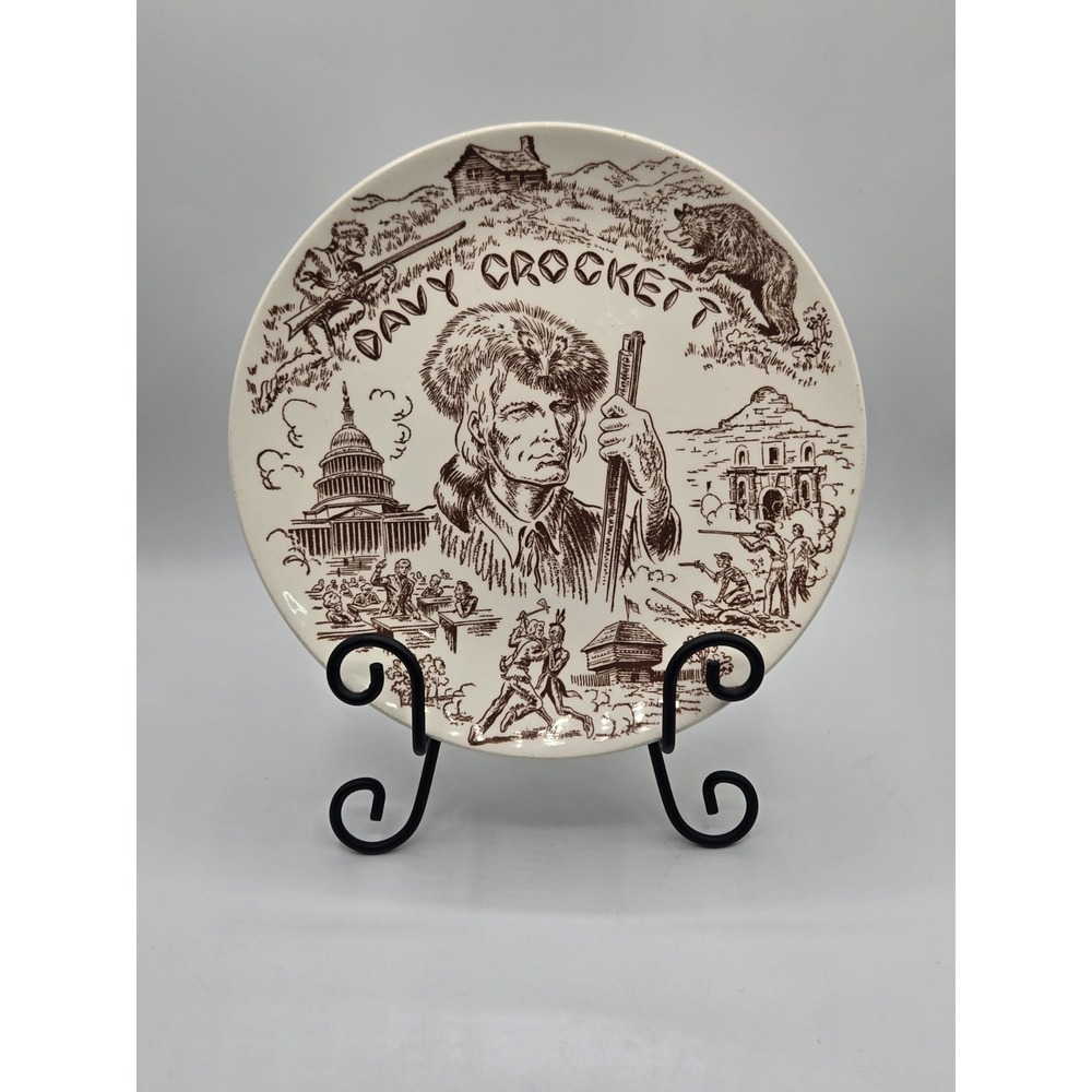 Harmony House Davy Crockett 4546 Spice Brown 9.5" Dinner Plate Western Americana